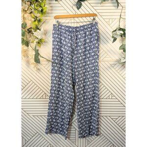 Elliott Lauren Women's Tie Pants Blue White Printed Flowy VISCOSE Size Small